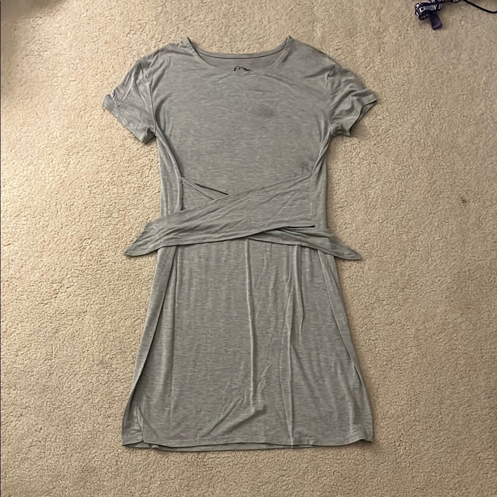 Gray Ruched Wrap Sheath Dress
